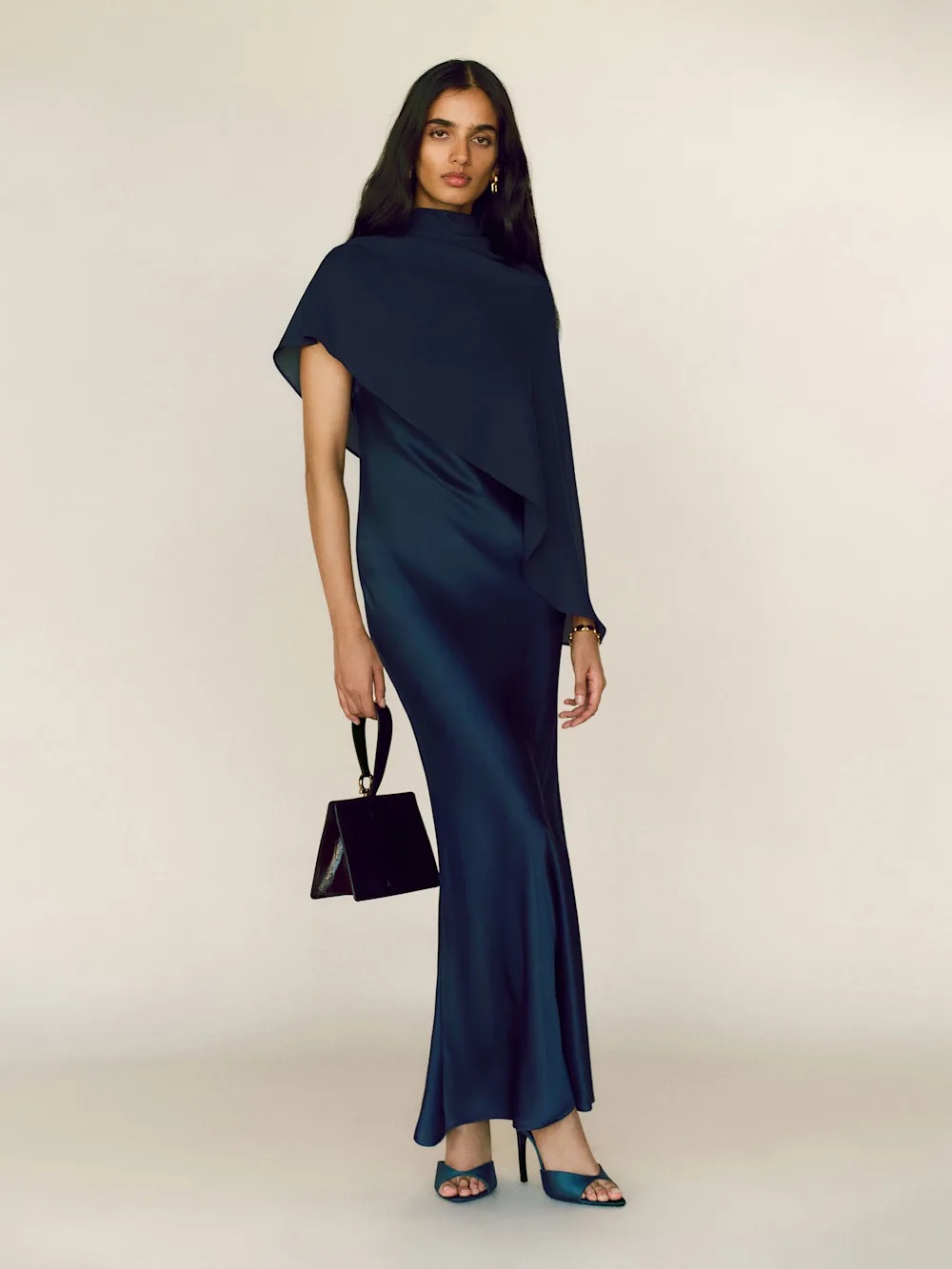 Reformation Lilibeth Silk Dress Navy Satin Maxi Dress